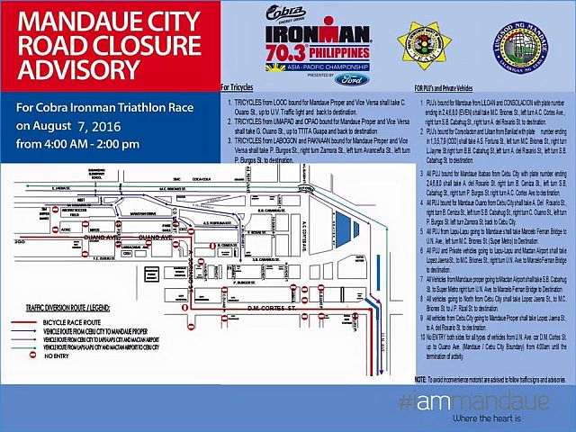Road closure advisory from the Mandaue City Public Information Office (PIO)