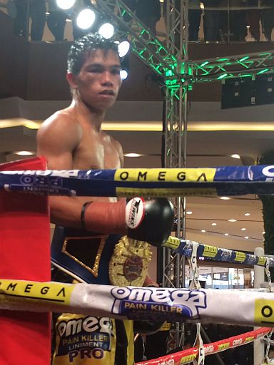 Kenny Demecillo remains the WBF Asia Pacific bantamweight champion but not after going through a tough duel with Rambo Lagos in the co-main event of 'Who's Next?' Pro Boxing Series 2 at Robinsons Galleria Cebu Atrium. (CDN PHOTO/CALVIN D. CORDOVA)