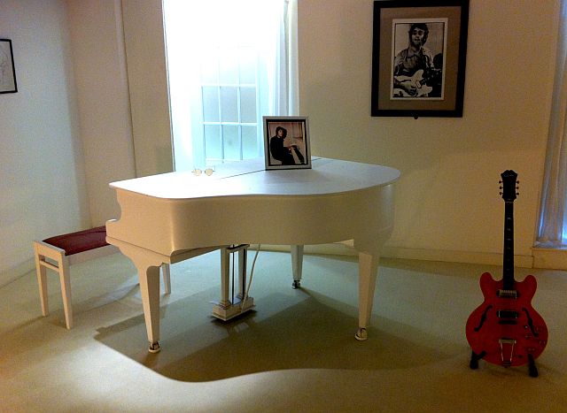  The piano on  which John Lennon composed "Imagine" is a nutmeg-colored Steinway upright.