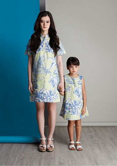 RAINFOREST. Spring time frocks in blue green.