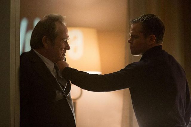 Tommy Lee Jones as Central Intelligence Agency Director  Robert Dewey faces off with Matt Damon (Jason Bourne)