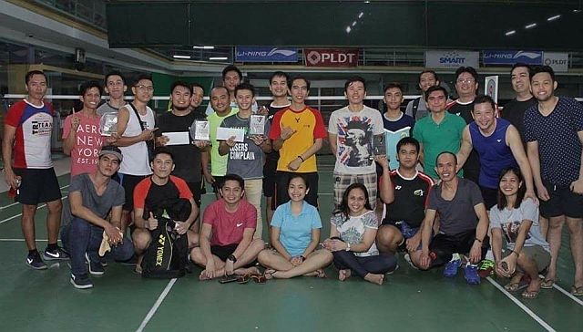 Organizers of the DROP 9 Badminton Tournament whoop it up after their successful tournament last Saturday at the Metrosports Badminton Center in Lahug. (Contributed)