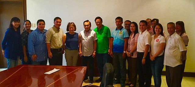 Sunrise Events Inc. (SEI) General Manager Princess Galura (fifth from left) poses with Talisay City Mayor Eduardo Gullas (sixth from left) and some city officials after they formally met yesterday at the Talisay City Hall. (CONTRIBUTED PHOTO)