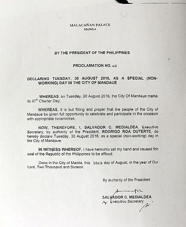 A copy of the executive order was sent to Mandaue City govt. thru fax on Friday. (Mandaue City PIO Facebook Page)