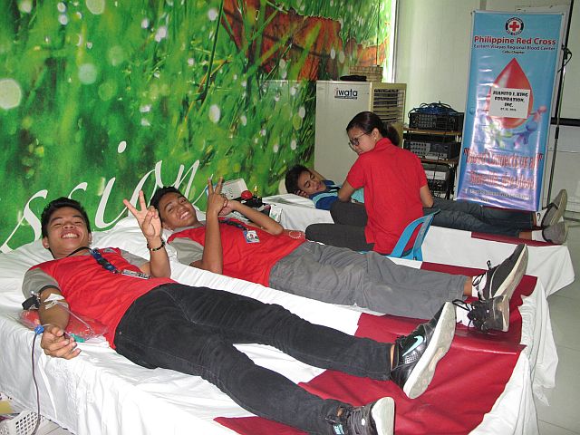 Students of  Center for Industrial Technology and Enterprise voluntarily donate blood. CONTRIBUTED