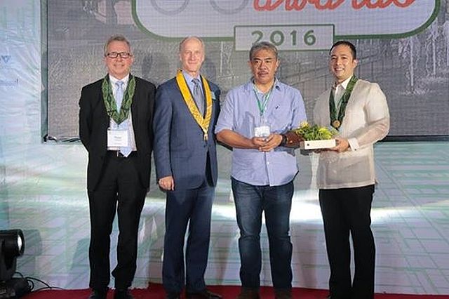 Fruze Kim Serate of Ayala Property Management Corp. receives the recognition during the awards ceremony last July 14 in Bonifacio Global City. (CONTRIBUTED PHOTO)