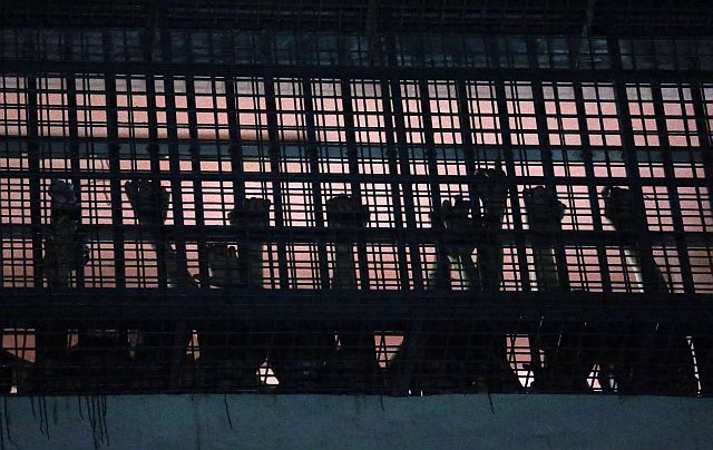 Inmates are seen at the Parañaque City Jail where 10 inmates including two Chinese were killed in an explosion.