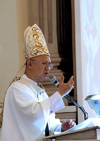 CEBU Archbishop Jose Palma delivers his  homily during the Ordination Mass of the 12 new priests at the Cebu Metropolitan Cathedral on Tuesday. (CDN PHOTO/JUNJIE MENDOZA)