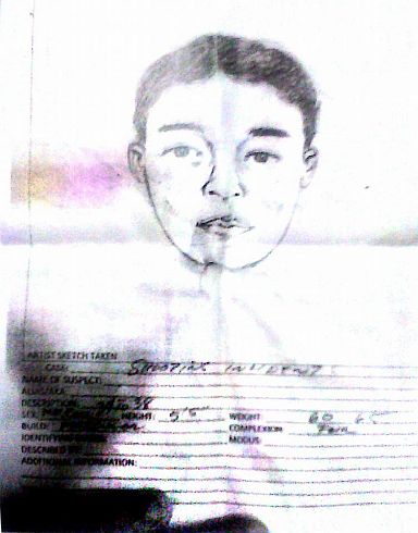 A composite sketch of the gunman who killed Richard King on June 12, 2014 in Davao City. The sketch was given to the family  when King’s remains arrived in Cebu City two days later.  (CDN FILE PHOTO)