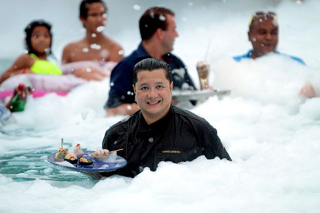 Executive Chef Godfrey Laforteza  enjoying the Foam Party
