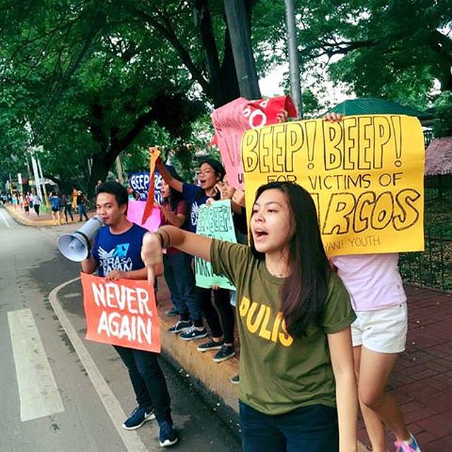 Students join protest on Tuesday , a day before the 44th Martial Law anniversary. (CONTRIBUTED PHOTO / JUSTINE BALANE)