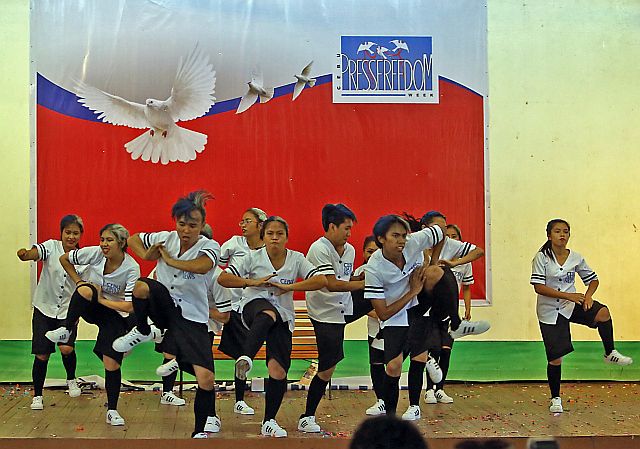  The Cebu Daily News dance troupe wins  the dance competition among local print and broadcast news organizations that was staged Sunday as one of the opening events of the 22nd Cebu Press Freedom Week (CDN PHOTO/LITO TECSON).