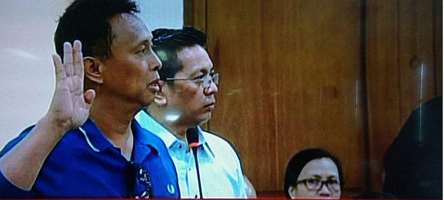 Convicted Cebu policeman Engelberto Durano testifies in Congress on alleged bribes given to    Senator Leila de Lima and her former driver, Ronnie Dayan.  (ANC GRAB)