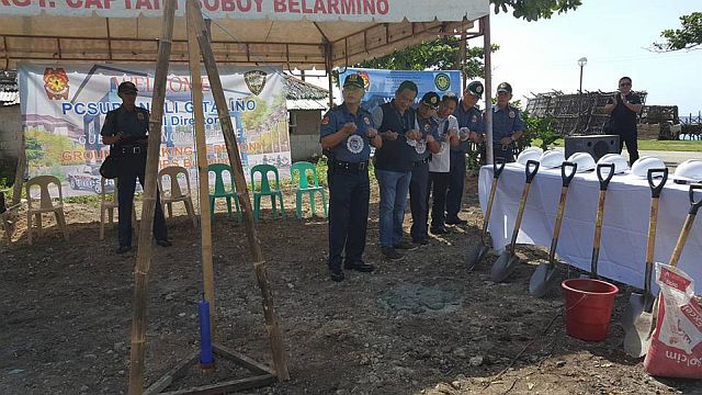 Police regional director Senior Supt. Noli Taliño leads the groundbreaking of the Tudela Municipal Police Station. (Photo courtesy of Provincial police director Eric Noble)