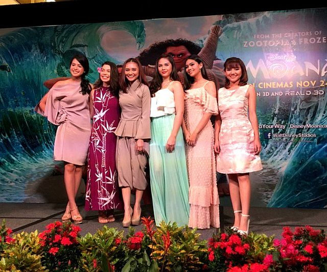 Janella Salvador (fourth from left) with Auli'i Cravalho (second from left), who provides the voice Moana, along with Southeast Asian (SEA) stars Maudy Ayunda from Indonesia, Ayda Jebat from Malaysia, Myra Maneepat Molloy from Thailand and Minh Nhu from Vietnam. 