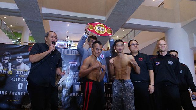 All is set for tomorrow's world title showdown between Milan Melindo and Thailander Fahlan Sakkrareen Jr. after the two fighters hurdled the official weigh-in of the Pinoy Pride 39: Road to Redemption fight card at the Cebu Coliseum. (CDN PHOTO/GLENDALE ROSAL)