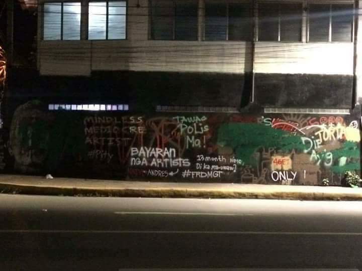 The wall art was vandalized just a few hours after ANDRES-Sugbo artists finished it on Friday night. (CONTRIBUTED PHOTO/ANDRES-SUGBO)