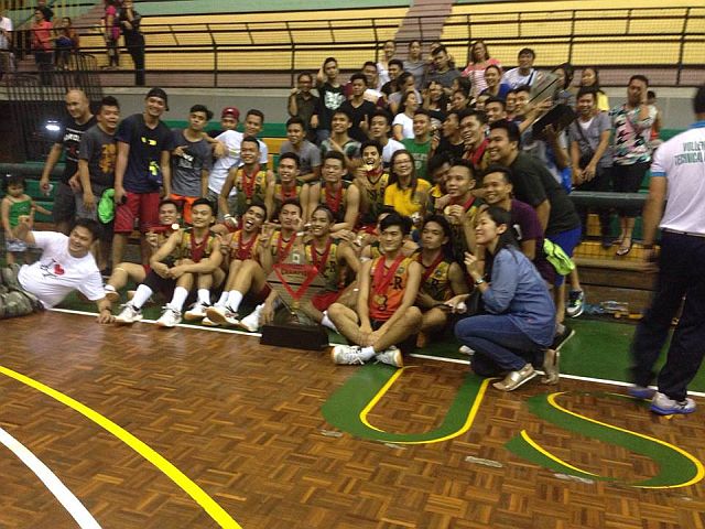 Cesafi men's volleyball champions USJ-R Jaguars celebrate after their victory over SWU. (CDN PHOTO/JOHN CARLO VILLARUEL)