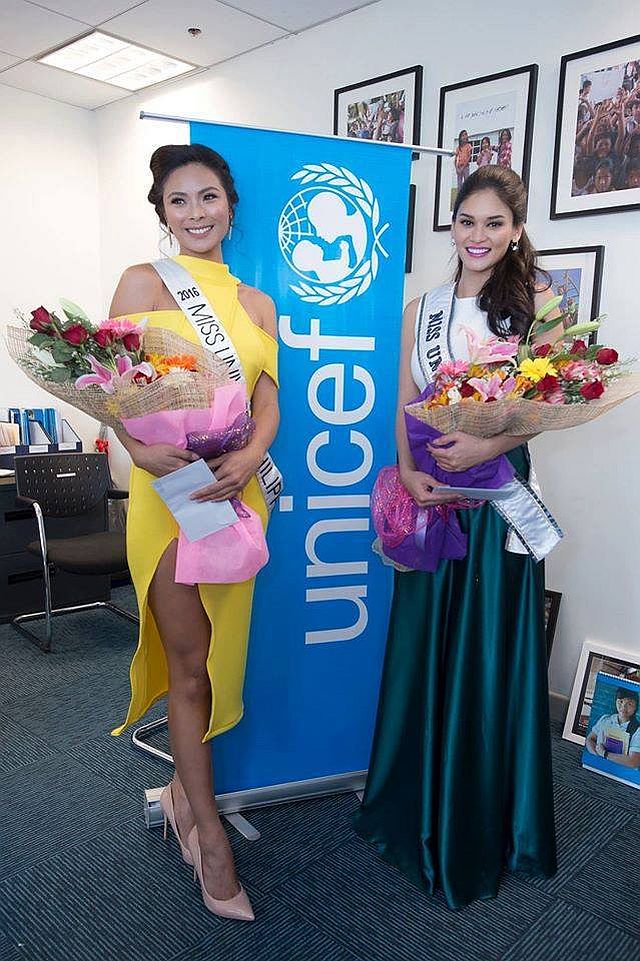 Binibining Pilipinas Universe 2016 Maxine Medina (left) and Miss Universe 2015 Pia Wurtzbach (GRABBED FROM MEDINA'S FACEBOOK PAGE). 