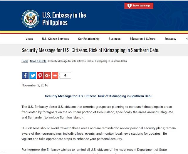SCREENGRAB FROM US EMBASSY IN THE PHILIPPINES' WEBSITE