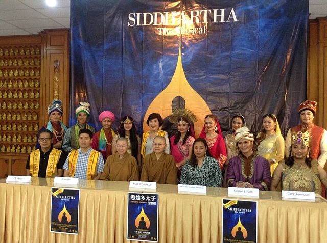 The cast and producers of "Siddhartha The Musical" pose after the press conference held at the Fo Guang Shan Temple on Wednesday. (CDN PHOTO/DOMINIC D. YASAY)