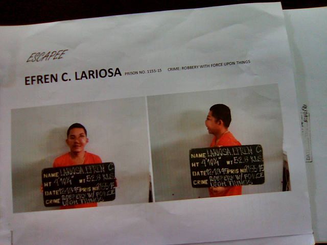 Mug shot file of Efren Lariosa who escaped last Saturday while admitted at VSMMC. He was recaptured on Monday night. (CDN PHOTO/IZOBELLE PULGO)