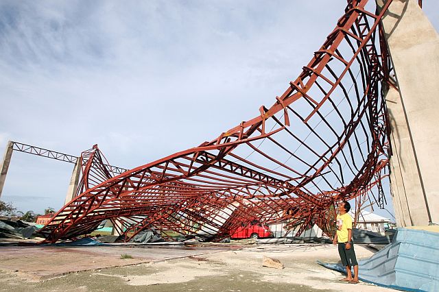 This photo taken in November 2013 shows the massive damage wrought by Typhoon Yolanda to several infrastructure in northern Cebu such as the brgy Lawis Medellin sports complex (CDN FILE PHOTOS). 