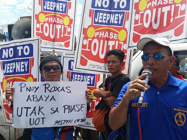 Piston Cebu head Greg Perez speaks during a protest that they conducted last April in front of the LTFRB-7 office. (CDN FILE PHOTO)