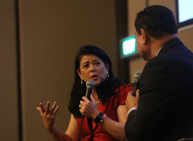 Sandy Prieto-Romualdez, CEO  of the Inquirer Group of Companies, shares her insights on positivism during the CDN Conversations 3. At her right is the event’s moderator Bunny Pages, who is also the chairman and CEO of Pages Holdings Inc. at the Cebu City Marriott Hotel (CDN PHOTO/TONEE DESPOJO). 