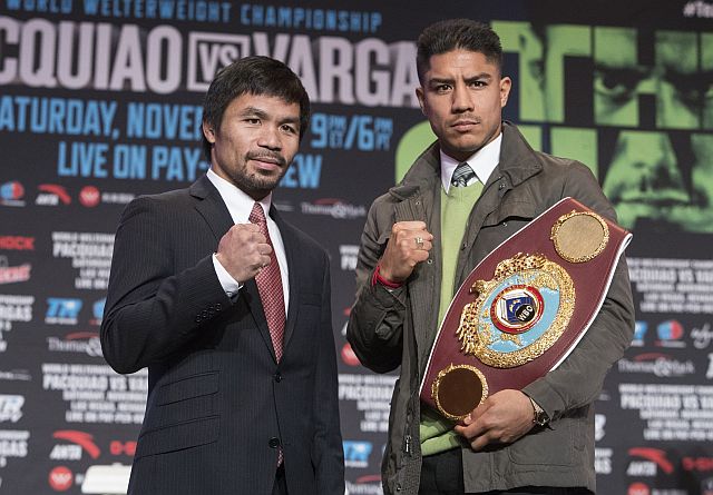 Will Manny Pacquiao’s speed and experience prevail over Jessie Vargas’ youth and size when they clash tomorrow for the latter’s WBO welterweight title.  (AP)