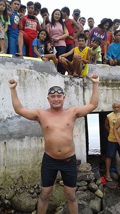 Lawyer Ingemar Macarine celebrates after arriving in Maasin City from Bohol. (CONTRIBUTED PHOTO)