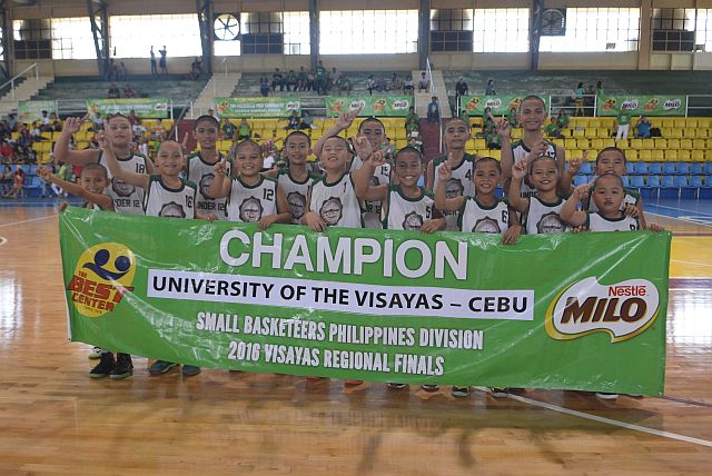UV’s SBP team celebrates following their championship victory in the Milo BEST Visayas Regional Finals in Roxas City (CONTRIBUTED). 