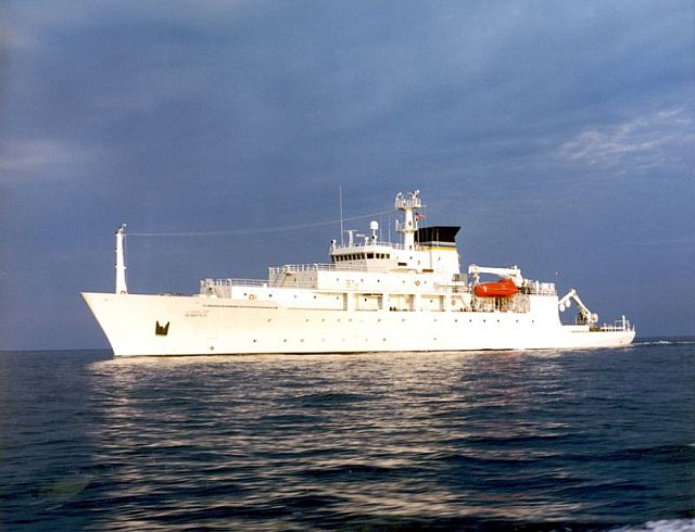 The oceanographic survey ship USNS Bowditch, shown here on September 20, 2002, which deployed an underwater drone seized by a Chinese navy warship in international waters in the South China Sea on December 15, 2016. (AP)