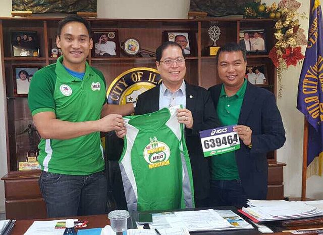 Milo Sports Executive Andrew Neri (left) pays a courtesy visit to City of Iloilo Mayor Jed Mabilog (center). With them is Sports Development Officer of Iloilo, Jojo Castro.  (CONTRIBUTED PHOTO )