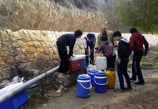 Water supplies to Damascus have been largely cut off for nearly two weeks because of fighting between pro-government forces and rebels for control of the main tributary, forcing millions in the Syrian capital to scramble for enough to drink and wash with. (AP PHOTO). 