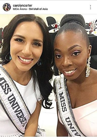  Miss Guyana Soyini Fraser (left)  and Miss US Virgin Islands Carolyn Carter