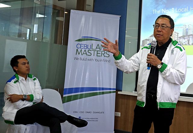 Jose R. Soberano III, Cebu Landmasters, Inc. (CLI) chief executive officer (right), together with Franco Soberano, CLI chief operating officer, discusses the firm’s plans and projects for the year in a briefing in Cebu City. (CDN PHOTO/LITO TECSON)