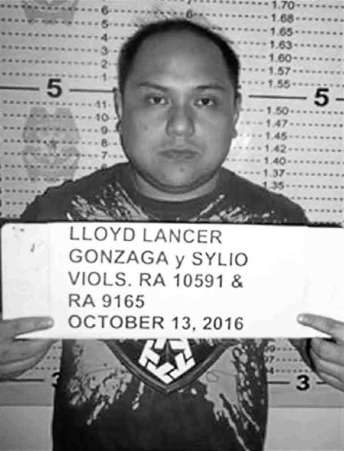 Lloyd Lancer Gonzaga’s mugshot after he was arrested on charges of illegal possession of firearms and drugs in October last year. 