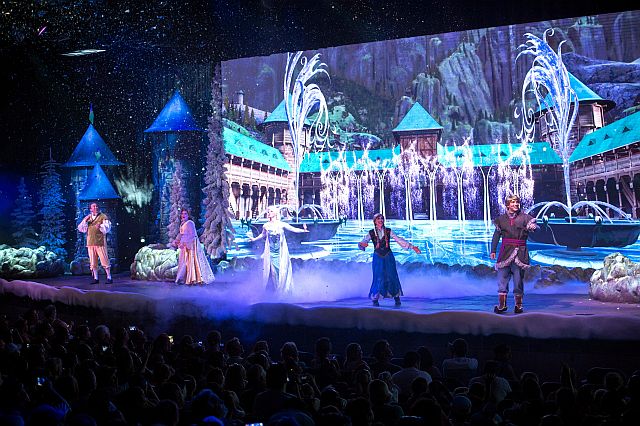 Several times each day at Disney's Hollywood Studios, Queen Elsa, Princess Anna and Kristoff from the Disney hit animate motion picture "Frozen," join the Royal Historians for a hilarious and interactive retelling of the "Frozen" story in "For the First Time in Forever: A Frozen Sing-Along Celebration". The 30-minute show is presented daily inside Hyperion Theater, inviting guests to sing along to the chart-topping soundtrack. DisneyÕs Hollywood Studios is one of four theme parks at Walt Disney World Resort in Lake Buena Vista, Fla. (Ryan Wendler, photographer)