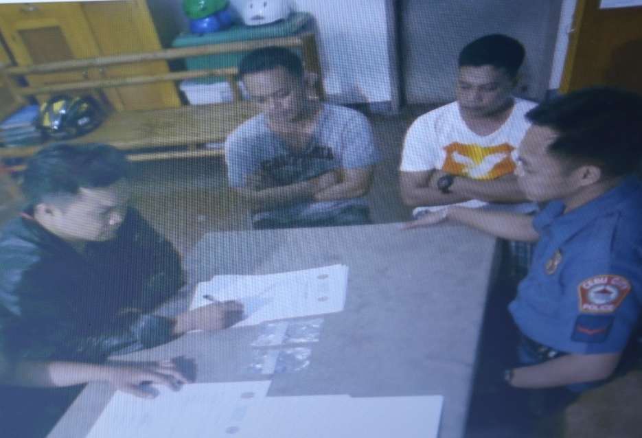 The three army corporals were interrogated by the Guadalupe Police following their arrest for alleged possession of drug paraphernalia last Saturday. (CDN PHOTO/LITO TECSON)