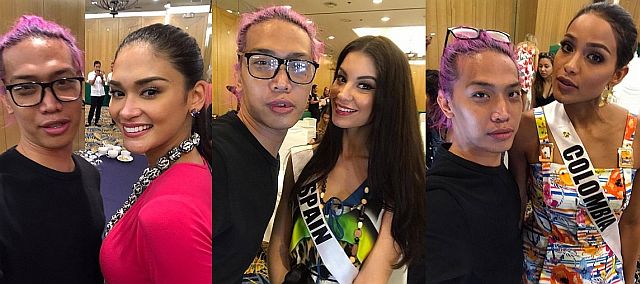 Close encounters with  Miss Universe beauties:  (clockwise from top row, leftmost)  Miss Universe 2015  Pia Wurtzbach, 2016 candidates Miss Spain and Miss Colombia.