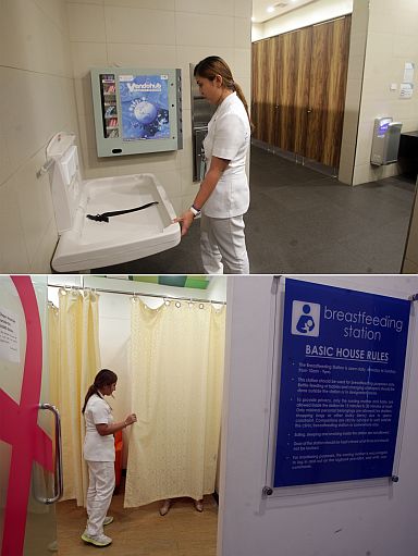 A nurse checks on the diaper changing area (above) and the breastfeeding area (left) at SM Seaside City Cebu in South Road Properties. CDN PHOTO/TONEE DESPOJO