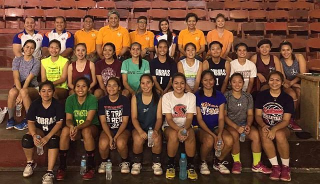 The coaching staff of Generika with volleybelles who attended the Cebu tryouts.