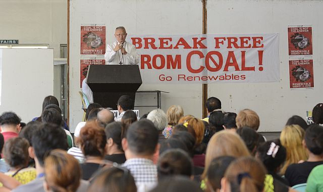 Cebu Archbishop Jose Palma reiterates his opposition to the proposed coal-fired power plant project in Barangay Sawang Calero to militant and environmental groups in Saturday’s forum. (CDN PHOTO/CHRISTIAN MANINGO)