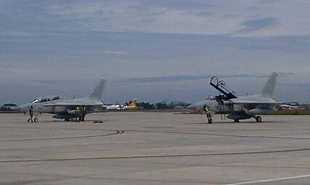 Two of the twelve FA-50 Light Attack Aircrafts acquired for the Philippine Air Force (PAF) modernization was presented at Mactan Benito Ebuen Air Base on Wednesday morning. (CDN PHOTO/NORMAN MENDOZA)