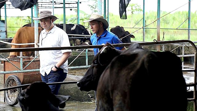 Paco Magsaysay (left) in their dairy farm