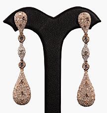 Teardrop earrings  in 6.58 carat diamond  in 18k rose gold setting