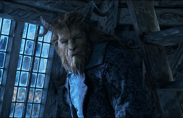 This image released by Disney shows Dan Stevens as The Beast in a live-action adaptation of the animated classic "Beauty and the Beast." (Disney via AP)