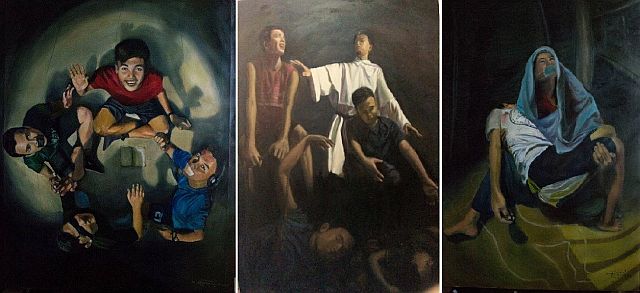 At least 12 oil paintings painstakingly done by Fr. Leonard Realiza, OSA are on display at the SM Cebu Art Center in SM City Cebu. (CONTRIBUTED)