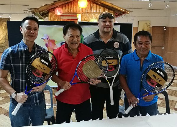The 22nd JRG Tennis Cup was officially launched yesterday by (from left) tournament organizers John Pages and Jose “Dodong” Gullas, Johnvic Gullas and Fritz Tabura.  (CDN PHOTO/ CHRISTIAN MANINGO)